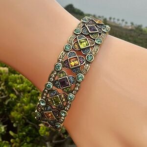 Heidi Daus Multicolor Crystal Hinged Bracelet